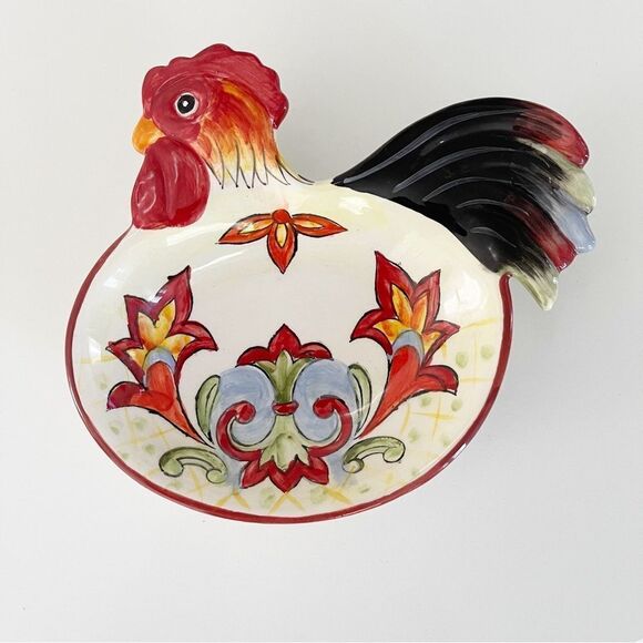 Hand Painted Orange Talevera Rooster plates - Picture 3 of 4